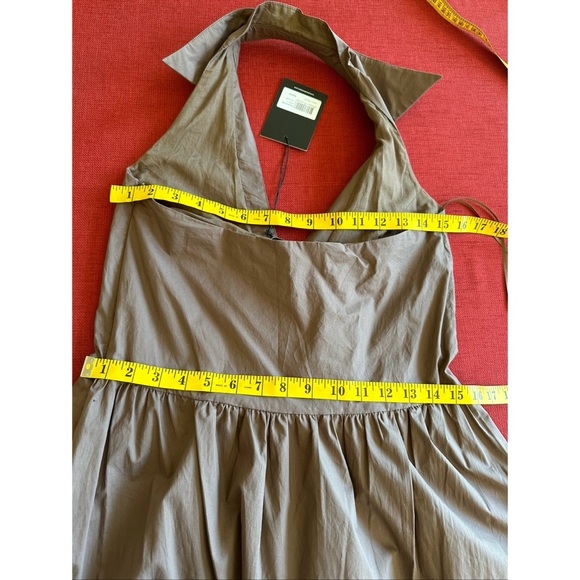 Nicholas Halo Collared Halter Neck Tiered Midi Dress in Mocha, NWT, 0 - Picture 15 of 16